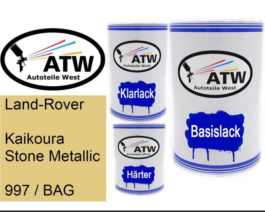 Land-Rover, Kaikoura Stone Metallic, 997 / BAG: 500ml Lackdose + 500ml Klarlack + 250ml Härter - Set, von ATW Autoteile West.